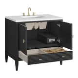 Myrrin 36" Vanity, Carbon Oak w/ 3 CM White Zeus Silestone Top