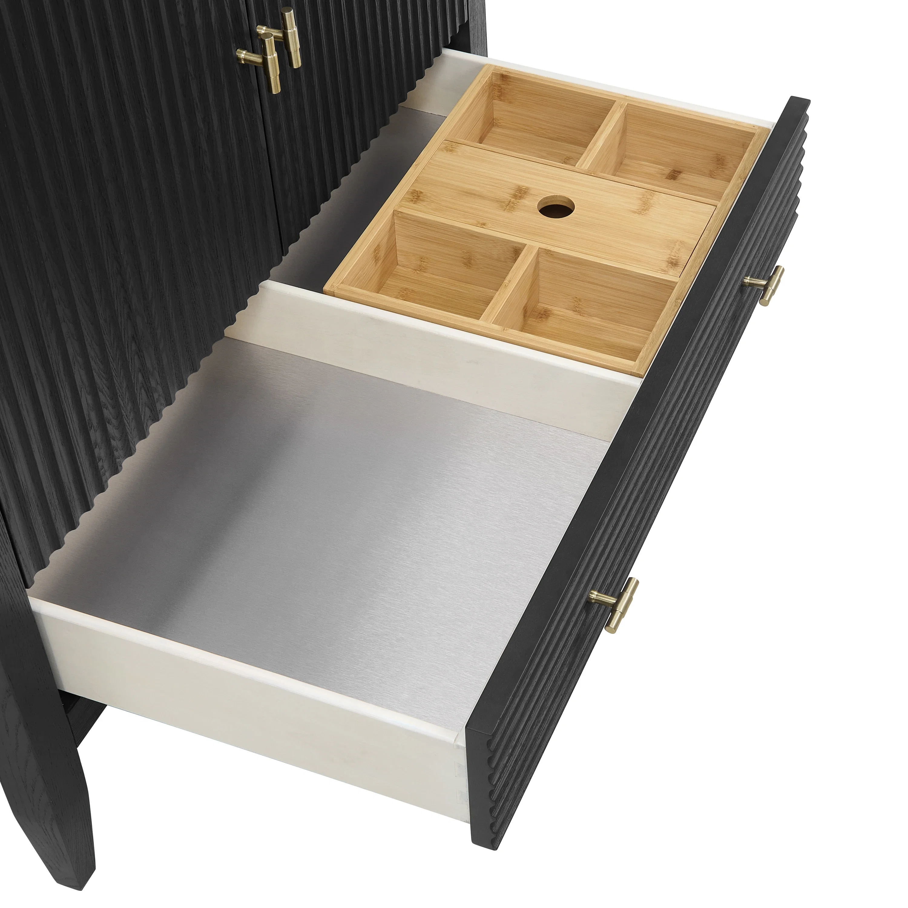Myrrin 36" Vanity, Carbon Oak w/ 3 CM White Zeus Silestone Top