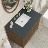 Myrrin 36" Vanity, Mid Century Walnut w/ 3 CM Charcoal Soapstone Silestone Top