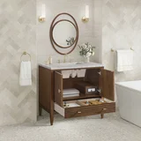 Myrrin 36" Vanity, Mid Century Walnut w/ 3 CM Eternal Jasmine Pearl Silestone Top