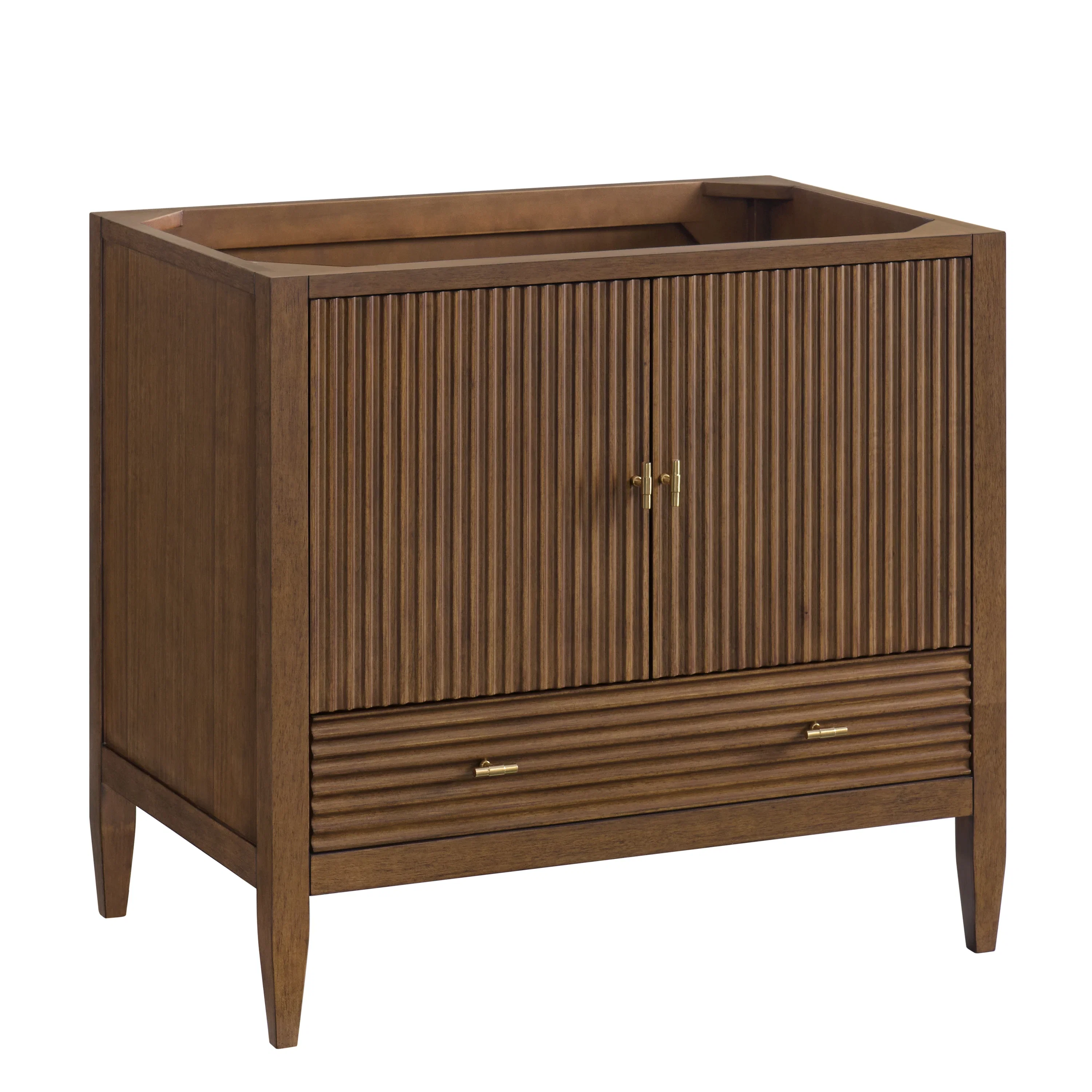 Myrrin 36" Vanity, Mid Century Walnut w/ 3 CM Ethereal Noctis Silestone Top