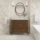 Myrrin 36" Vanity, Mid Century Walnut w/ 3 CM Lime Delight Silestone Top