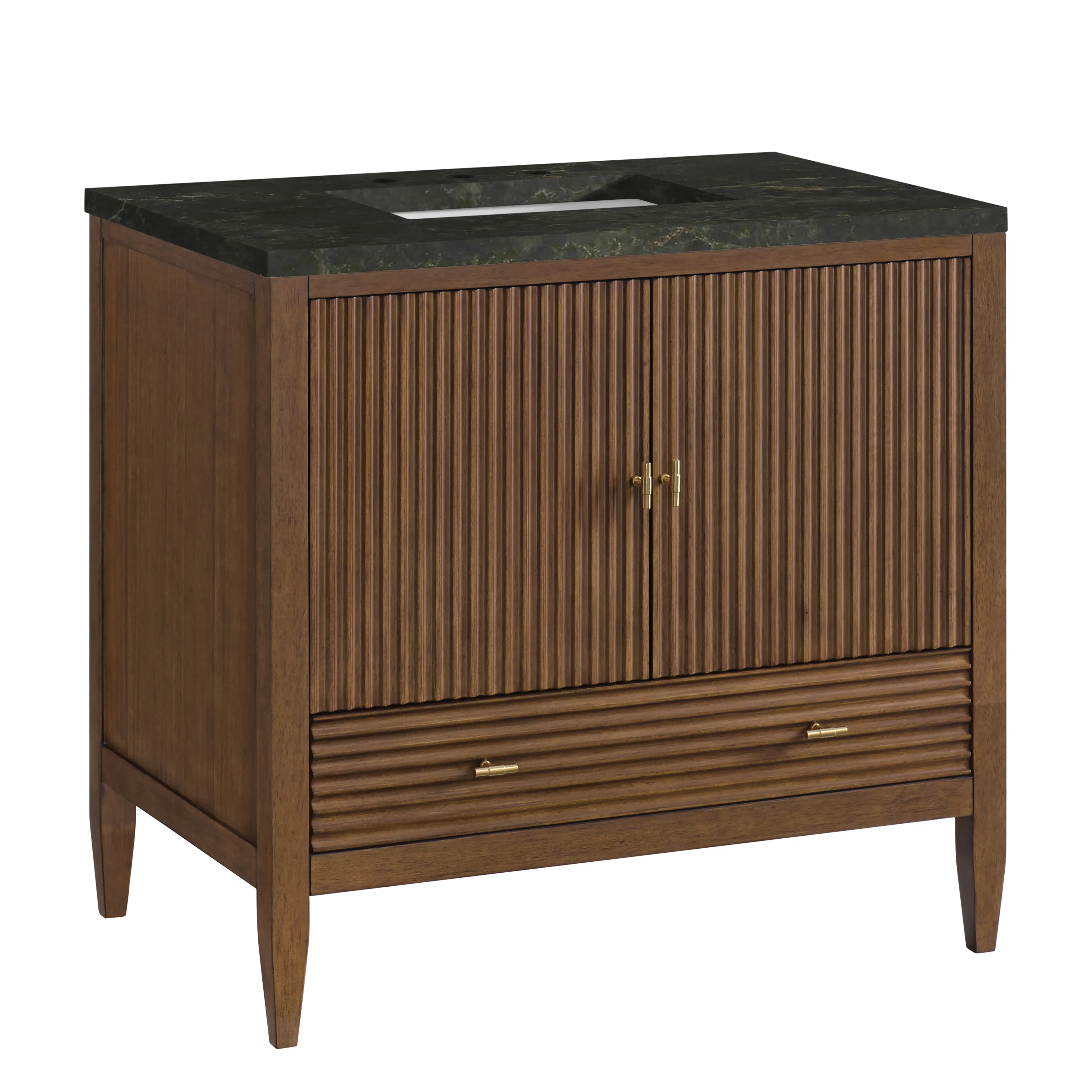 Myrrin 36" Vanity, Mid Century Walnut, w/ 3 CM Phantome Eclos Top