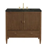 Myrrin 36" Vanity, Mid Century Walnut, w/ 3 CM Phantome Eclos Top