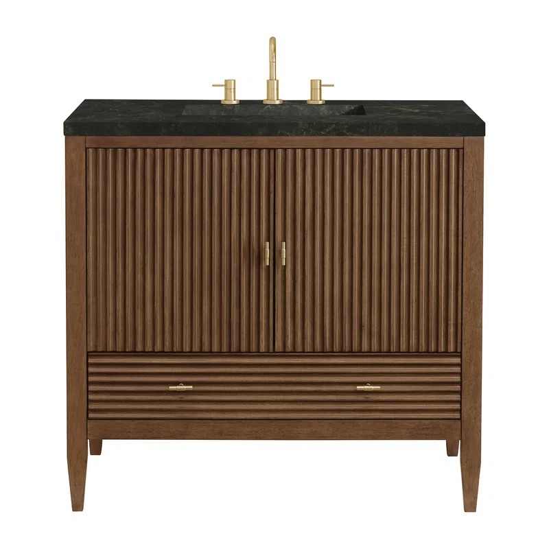 Myrrin 36" Vanity, Mid Century Walnut, w/ 3 CM Phantome Eclos Top