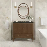 Myrrin 36" Vanity, Mid Century Walnut, w/ 3 CM Phantome Eclos Top