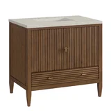 Myrrin 36" Vanity, Mid Century Walnut, w/ 3 CM Siberian Silestone Top
