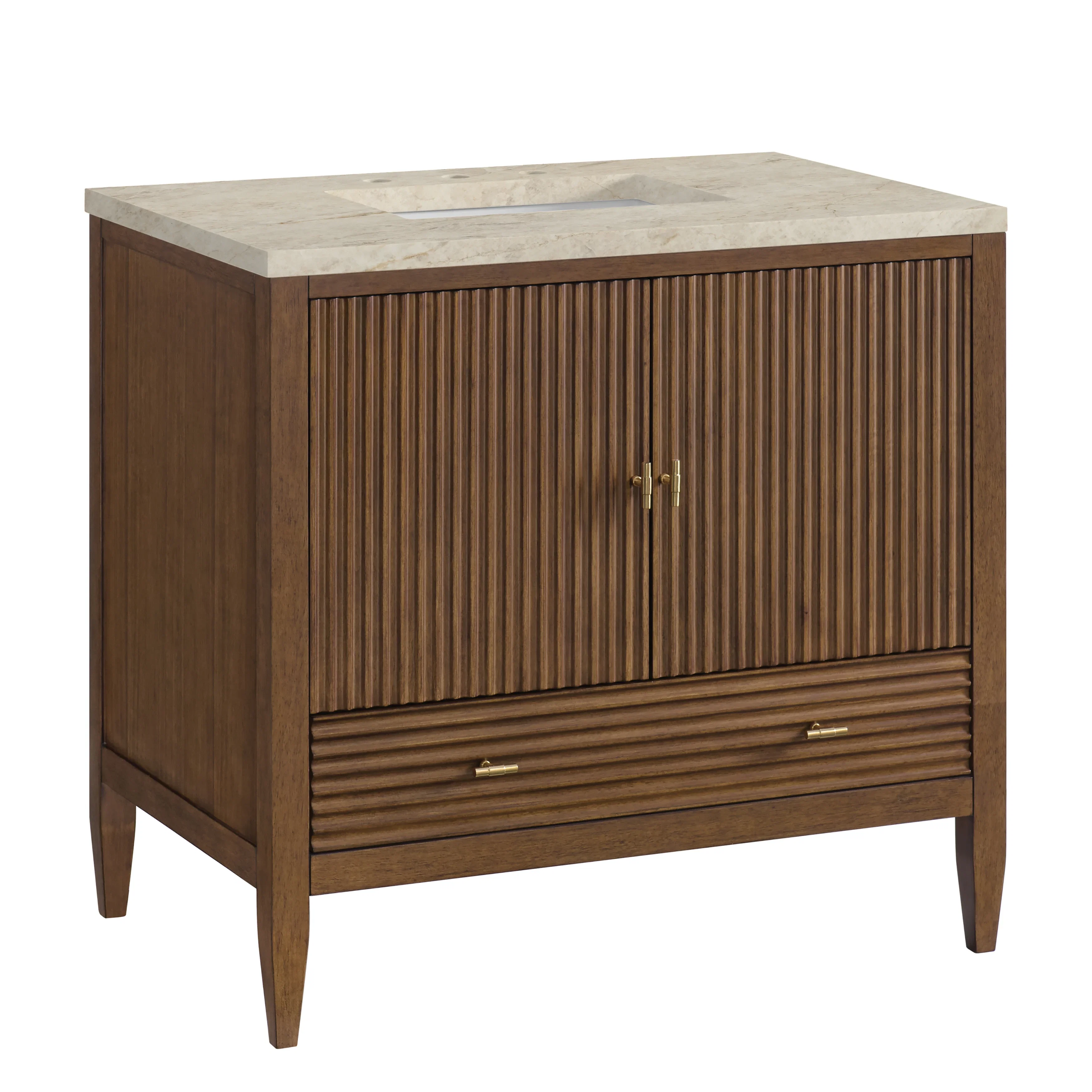 Myrrin 36" Vanity, Mid Century Walnut, w/ 3 CM Tajnar Eclos Top