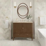 Myrrin 36" Vanity, Mid Century Walnut, w/ 3 CM Tajnar Eclos Top