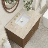 Myrrin 36" Vanity, Mid Century Walnut, w/ 3 CM Tajnar Eclos Top