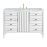 Myrrin 48" Single Vanity, Bright White w/ 3 CM Carrara White Marble Top