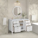 Myrrin 48" Single Vanity, Bright White w/ 3 CM Carrara White Marble Top