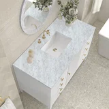 Myrrin 48" Single Vanity, Bright White w/ 3 CM Carrara White Marble Top