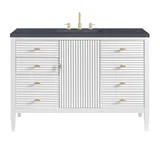 Myrrin 48" Single Vanity, Bright White w/ 3 CM Charcoal Soapstone Silestone Top