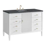 Myrrin 48" Single Vanity, Bright White w/ 3 CM Charcoal Soapstone Silestone Top