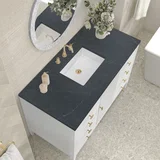 Myrrin 48" Single Vanity, Bright White w/ 3 CM Charcoal Soapstone Silestone Top
