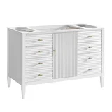 Myrrin 48" Single Vanity, Bright White w/ 3 CM Eternal Jasmine Pearl Silestone Top