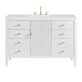 Myrrin 48" Single Vanity, Bright White w/ 3 CM Ethereal Noctis Silestone Top