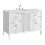 Myrrin 48" Single Vanity, Bright White w/ 3 CM Ethereal Noctis Silestone Top
