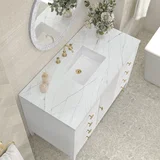Myrrin 48" Single Vanity, Bright White w/ 3 CM Ethereal Noctis Silestone Top