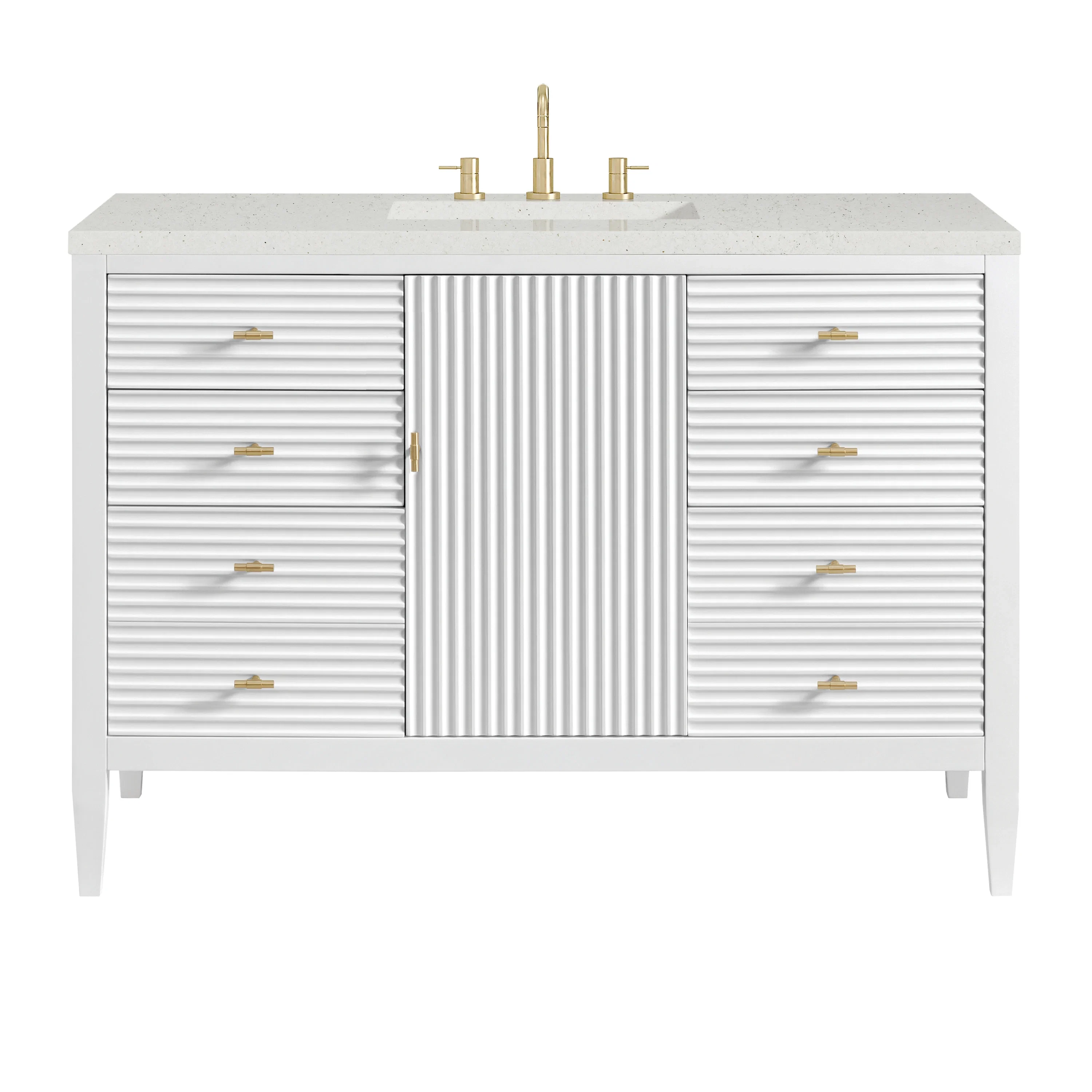 Myrrin 48" Single Vanity, Bright White w/ 3 CM Lime Delight Silestone Top
