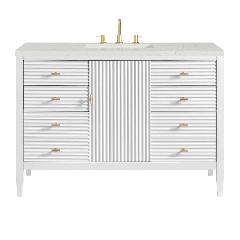 Myrrin 48" Single Vanity, Bright White w/ 3 CM Lime Delight Silestone Top