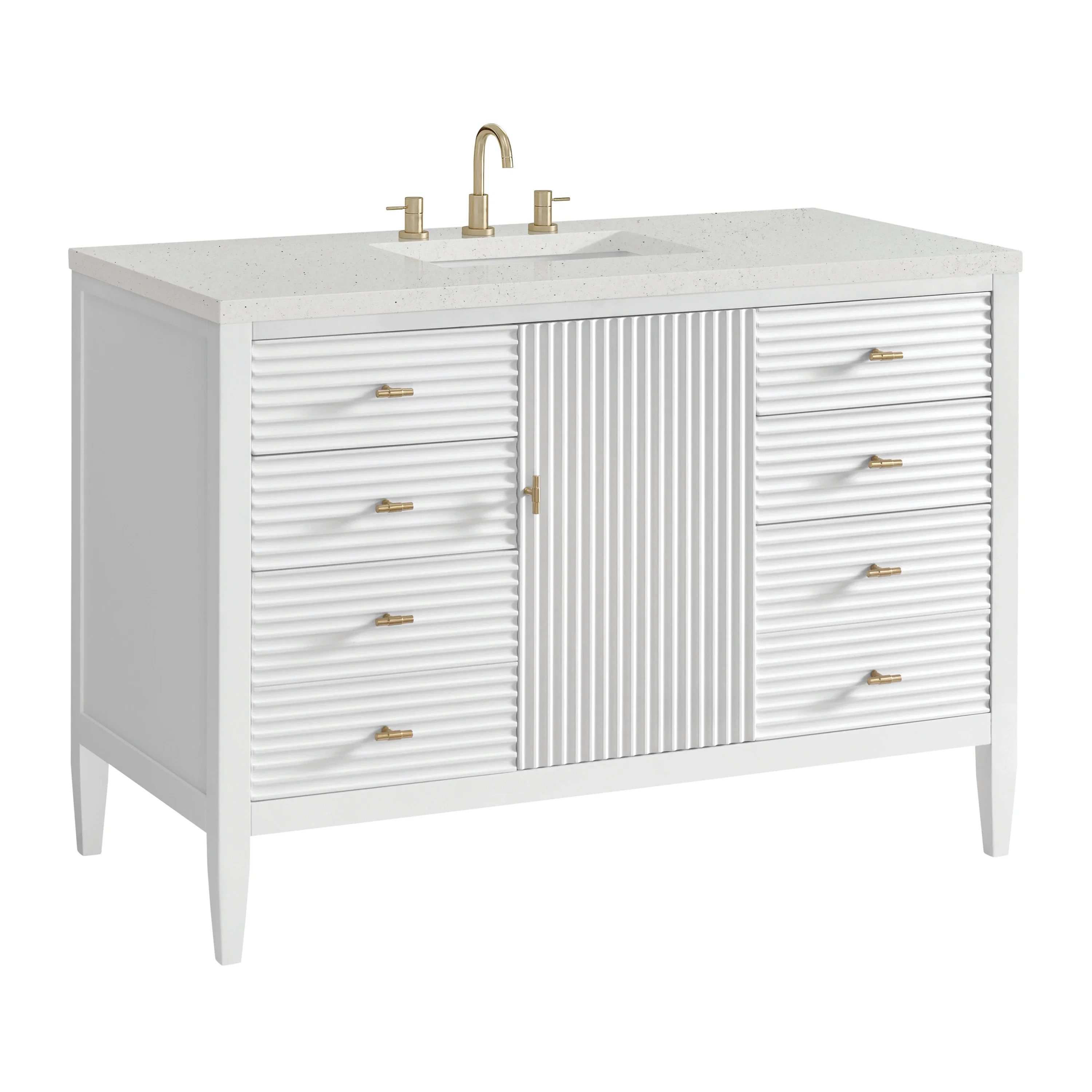 Myrrin 48" Single Vanity, Bright White w/ 3 CM Lime Delight Silestone Top