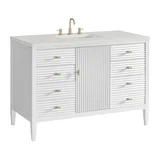 Myrrin 48" Single Vanity, Bright White w/ 3 CM Lime Delight Silestone Top
