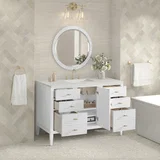 Myrrin 48" Single Vanity, Bright White w/ 3 CM Lime Delight Silestone Top