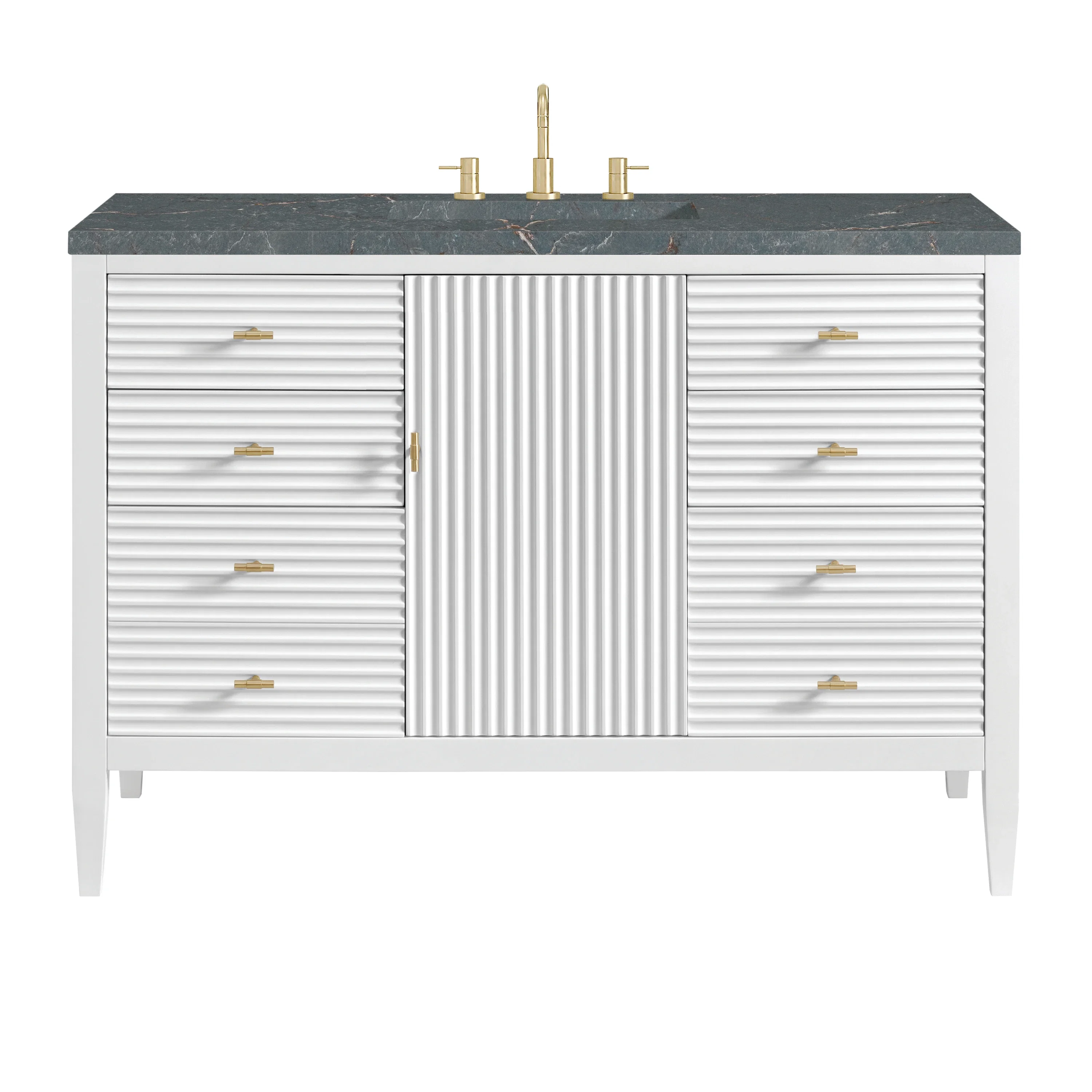 Myrrin 48" Single Vanity, Bright White w/ 3 CM Parisien Bleu Silestone Top