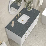 Myrrin 48" Single Vanity, Bright White w/ 3 CM Parisien Bleu Silestone Top