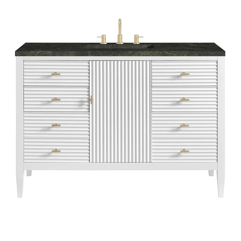 Myrrin 48" Single Vanity, Bright White, w/ 3 CM Phantome Eclos Top