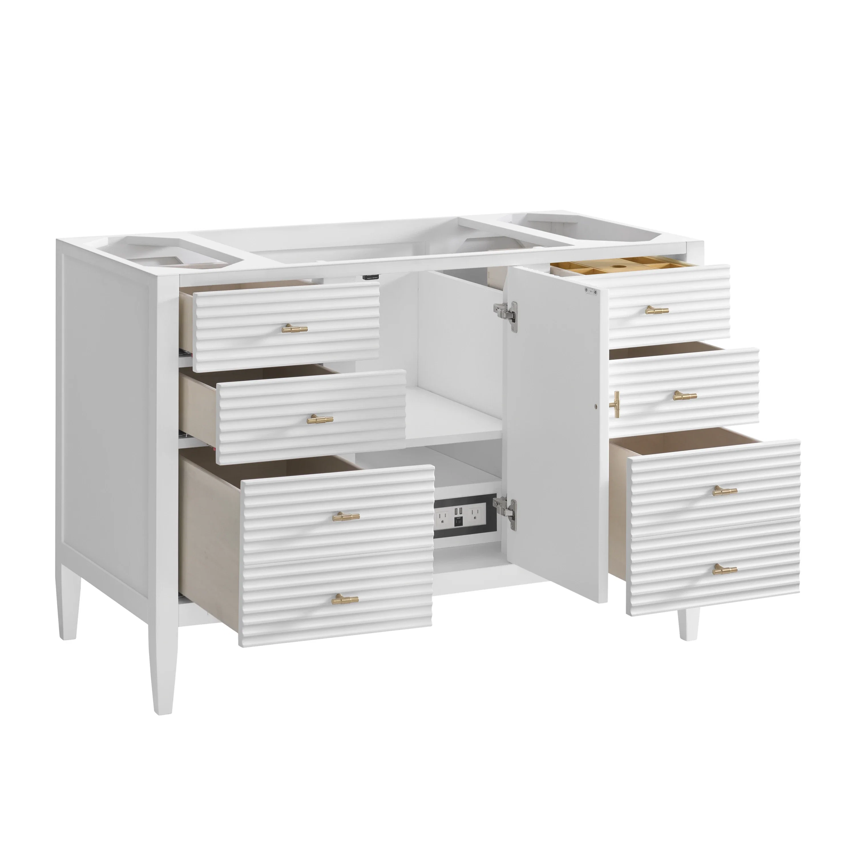 Myrrin 48" Single Vanity, Bright White, w/ 3 CM Phantome Eclos Top
