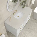Myrrin 48" Single Vanity, Bright White, w/ 3 CM Siberian Silestone Top