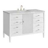 Myrrin 48" Single Vanity, Bright White w/ 3 CM Victorian Silver Silestone Top