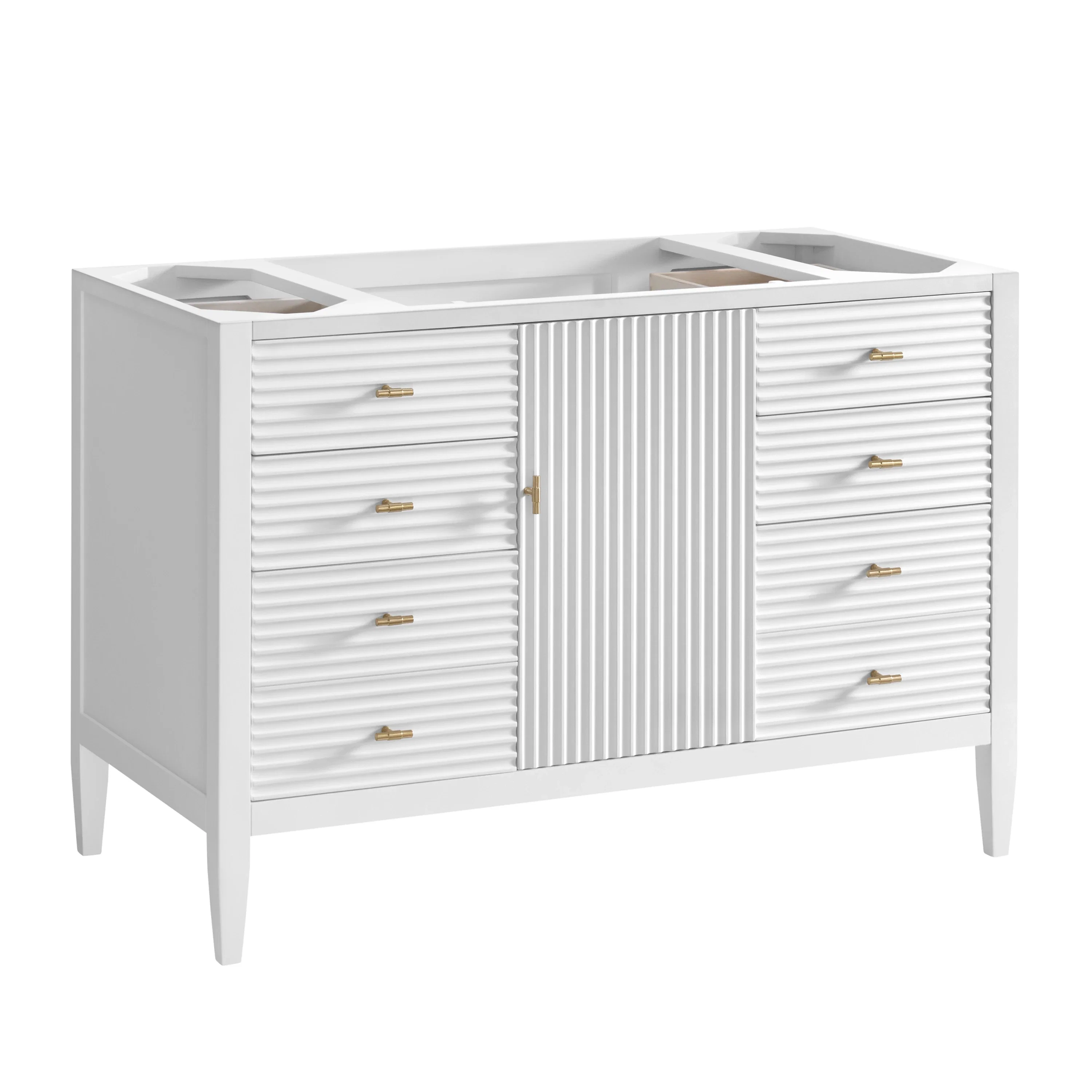 Myrrin 48" Single Vanity, Bright White w/ 3 CM Victorian Silver Silestone Top