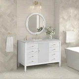 Myrrin 48" Single Vanity, Bright White w/ 3 CM Victorian Silver Silestone Top
