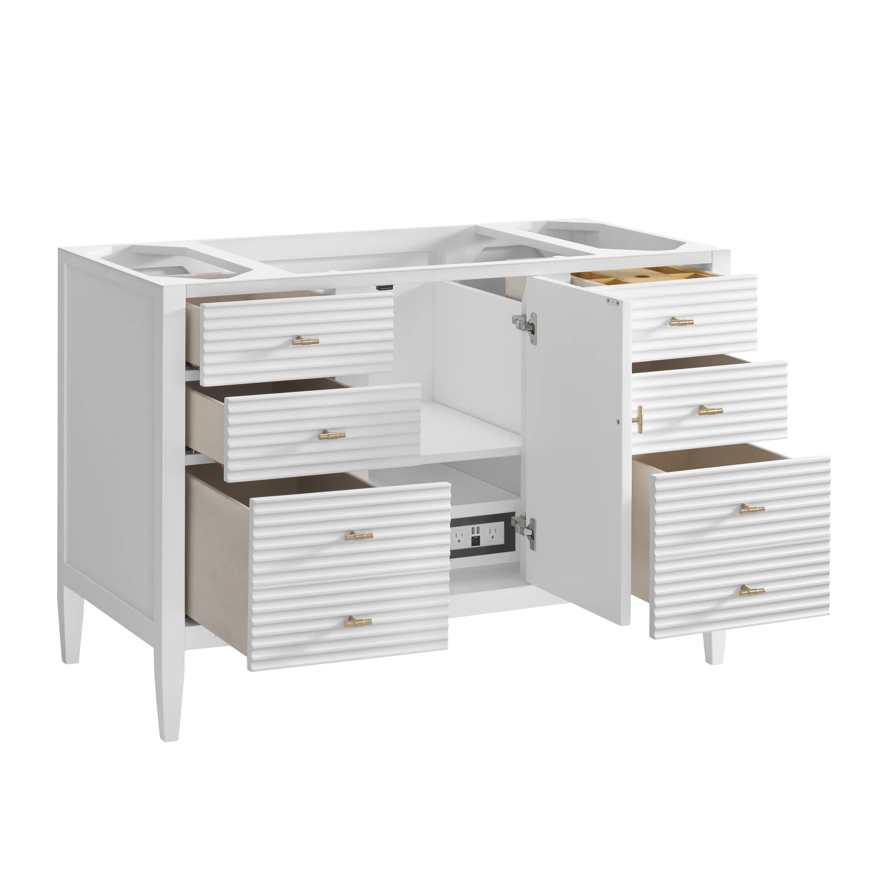 Myrrin 48" Single Vanity, Bright White w/ 3 CM Victorian Silver Silestone Top
