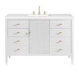 Myrrin 48" Single Vanity, Bright White w/ 3 CM White Zeus Silestone Top