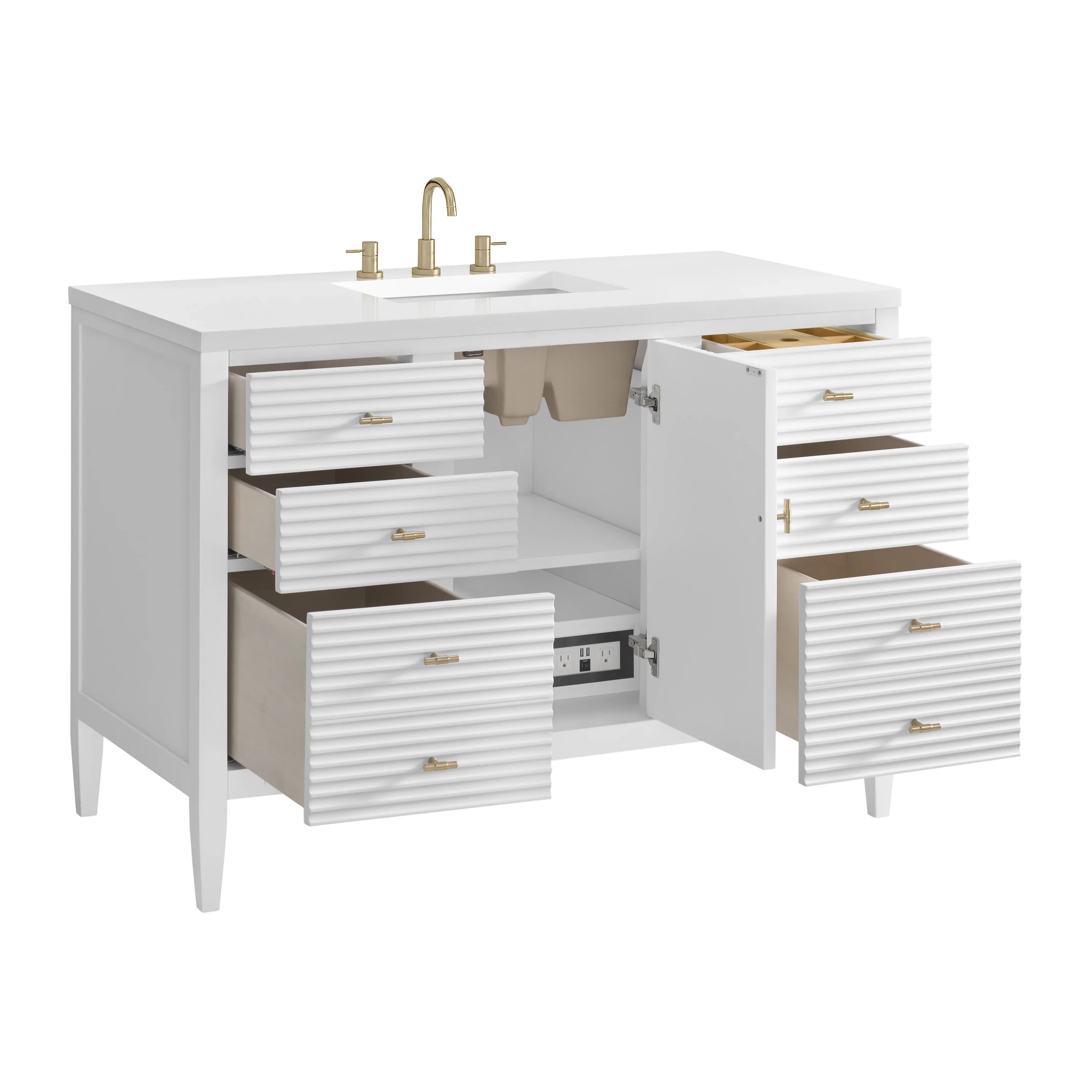 Myrrin 48" Single Vanity, Bright White w/ 3 CM White Zeus Silestone Top