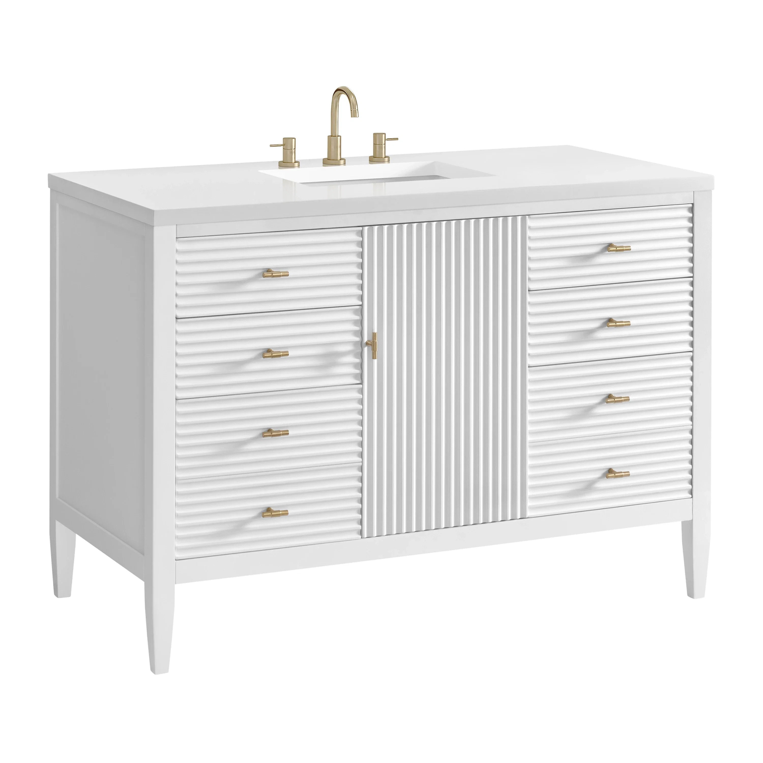 Myrrin 48" Single Vanity, Bright White w/ 3 CM White Zeus Silestone Top