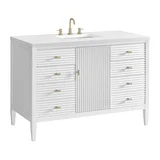 Myrrin 48" Single Vanity, Bright White w/ 3 CM White Zeus Silestone Top