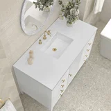 Myrrin 48" Single Vanity, Bright White w/ 3 CM White Zeus Silestone Top