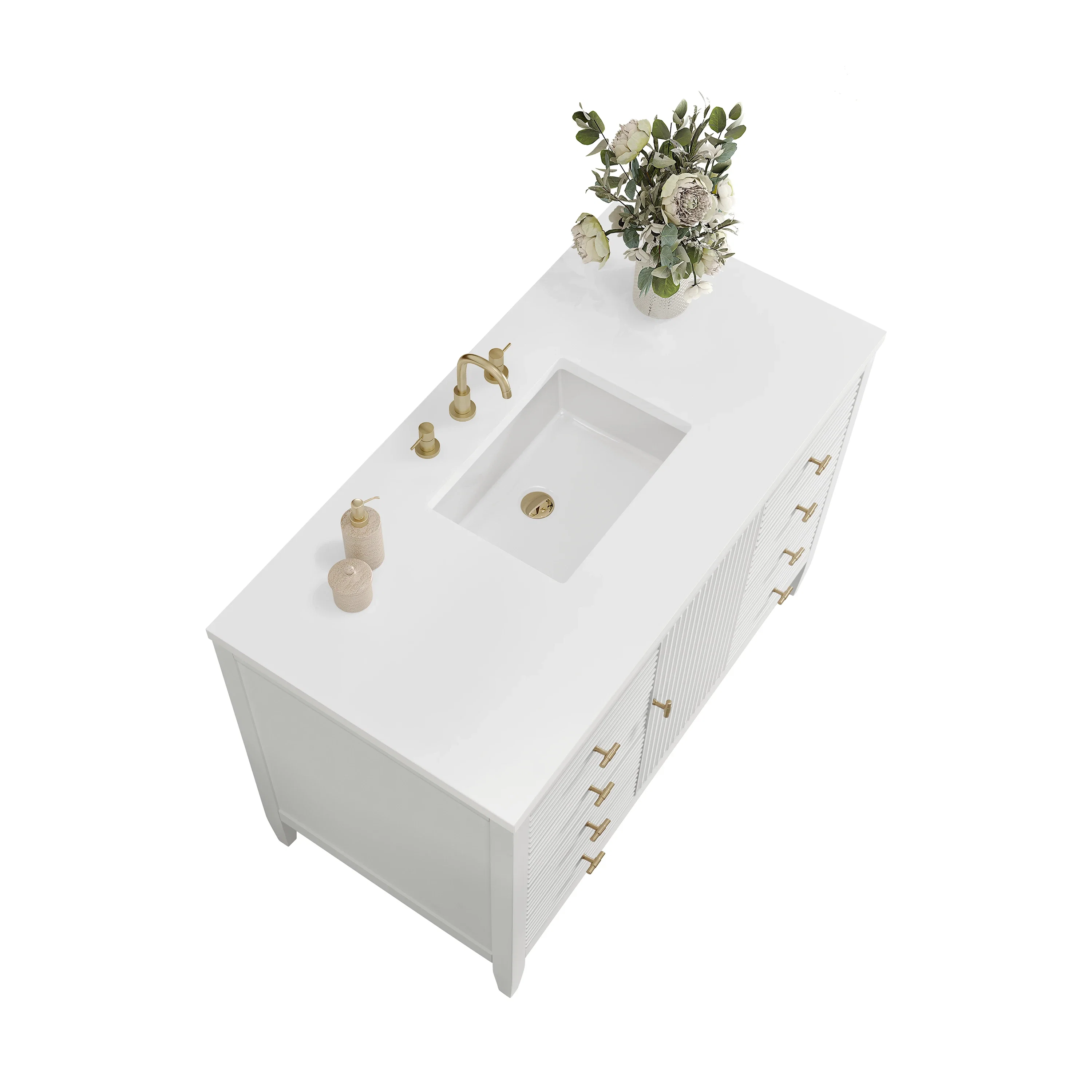Myrrin 48" Single Vanity, Bright White w/ 3 CM White Zeus Silestone Top