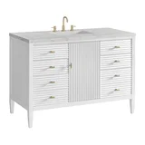 Myrrin 48" Single Vanity, Bright White w/ 3 CM Eternal Jasmine Pearl Silestone Top w/FreePower Wireless Charger