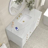 Myrrin 48" Single Vanity, Bright White w/ 3 CM Ethereal Noctis Silestone Top w/FreePower Wireless Charger