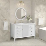 Myrrin 48" Single Vanity, Bright White w/ 3 CM Ethereal Noctis Silestone Top w/FreePower Wireless Charger
