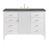 Myrrin 48" Single Vanity, Bright White w/ 3 CM Parisien Bleu Silestone Top w/FreePower Wireless Charger
