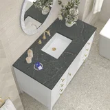 Myrrin 48" Single Vanity, Bright White w/ 3 CM Parisien Bleu Silestone Top w/FreePower Wireless Charger