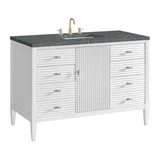 Myrrin 48" Single Vanity, Bright White w/ 3 CM Parisien Bleu Silestone Top w/FreePower Wireless Charger